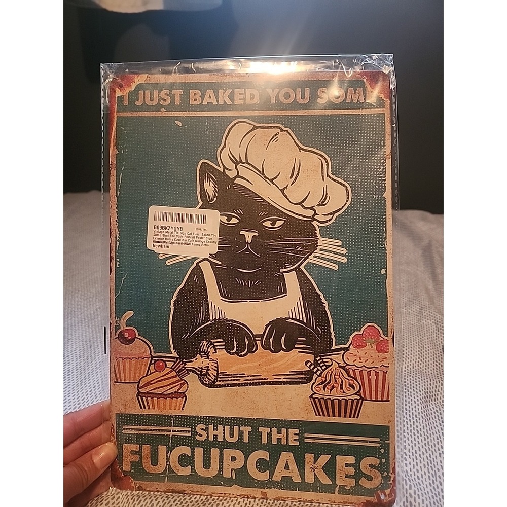 Retro Vintage Metal Sign For‎ Home Wall Decor (Cat-fucupcakes) 8x12"